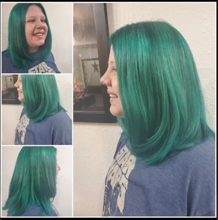Saturated teal color, front and profile